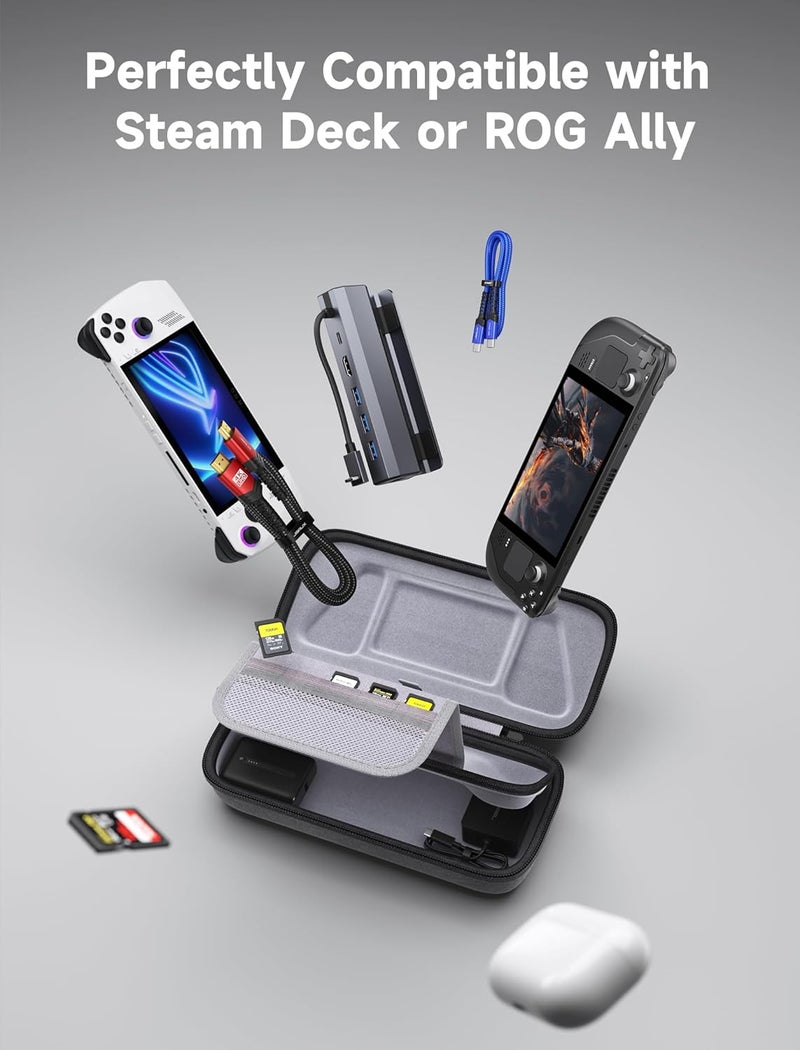 jsaux Carrying Case Compatible with Steam Deck/ROG Ally, Protective Hard Shell Carry Case Built-in Charger & Docking Station Storage, Portable Travel Bag for Steam Deck OLED/ROG Ally X - Image 4